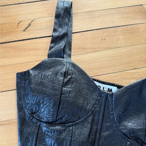 O.L.M. Black faux leather corset style crop top - Picture 5 of 6